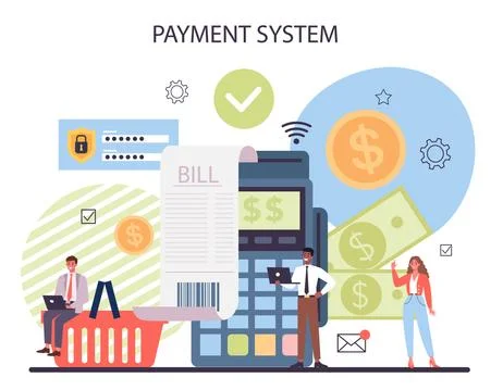 Website payment system testing set. Pay to NFC by card Stock Illustration