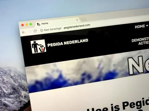 Website of Pegida Netherlands Stock Photos
