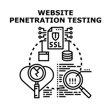 Website penetration testing discovering application vulnerabilities Stock Illustration