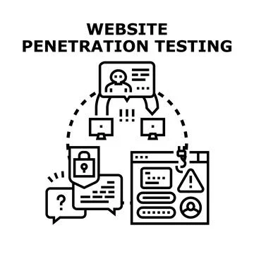 Website penetration testing illustrating cyber security check Stock Illustration
