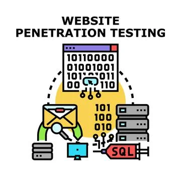 Website penetration testing security cyber attack icon Illustrazione stock