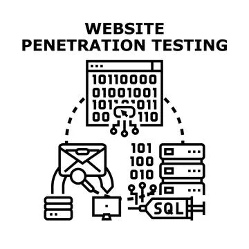 Website penetration testing security cyber attack icon Illustrazione stock