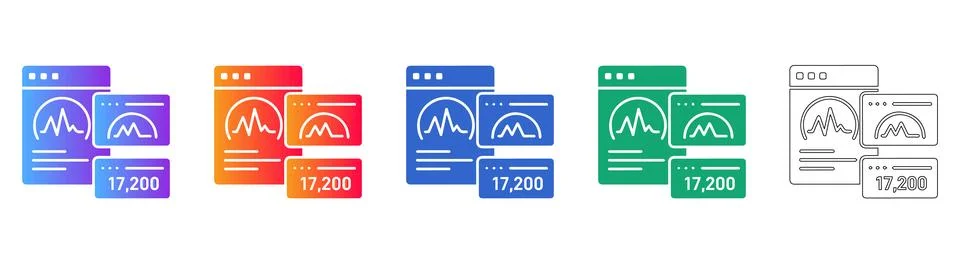 Website Performance Analytics Dashboard Icons 스톡 일러스트