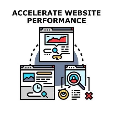 Website performance optimization process improving user experience Stock Illustration