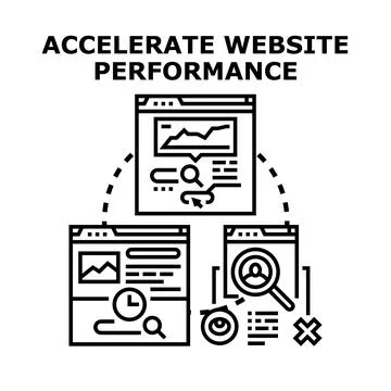Website performance optimization process improving user experience Stock Illustration