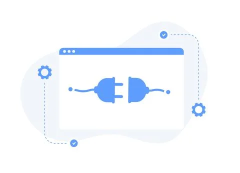 Website plugin for ecommerce CMS concept. Web Developer extension, SEO plugins Stock Illustration