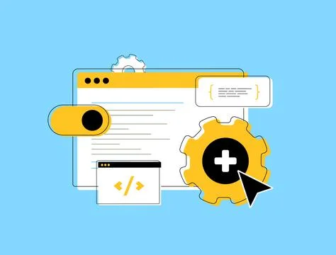 Website plugins with customization, optimization, and functionality. Web 스톡 일러스트