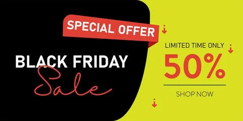 Website poster design for Black Friday Sale. Advertising, promotional banner in Illustrazione stock