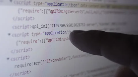 Website programmer analyzing code on his monitor. code developer programming Stock Footage 203826413
