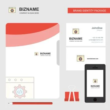 Website programming Business Logo, File Cover Visiting Card and Mobile App De Stock Illustration