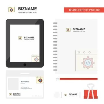 Website programming Business Logo, Tab App, Diary PVC Employee Card and USB B 库存插图
