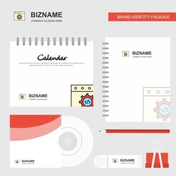 Website programming Logo, Calendar Template, CD Cover, Diary and USB Brand St Stockillustratie