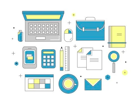 Website programming in thin line flat design Stockillustratie