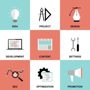 Website project process icons Stockillustratie