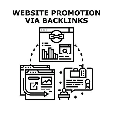 Website promotion via backlinks concept development illustration Stock Illustration