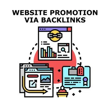 Website promotion via backlinks concept development illustration Stock Illustration