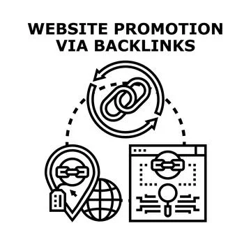 Website promotion via backlinks seo strategy concept Stock Illustration