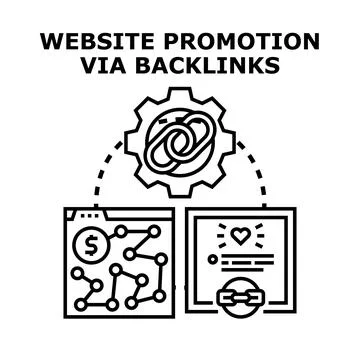 Website promotion via backlinks strategy concept illustration Stock Illustration