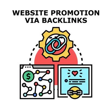 Website promotion via backlinks strategy concept illustration Stock Illustration