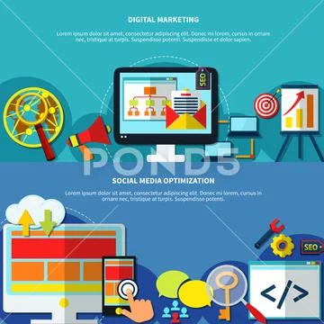 Website Promotion Banners Set Stock Illustration