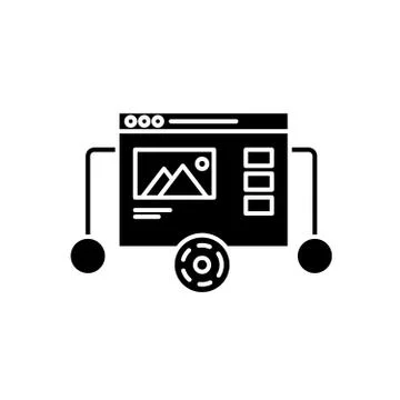 Website prototyping black icon, vector sign on isolated background. Website Stock Illustration