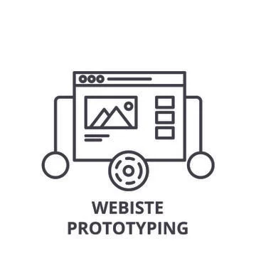 Website prototyping line icon concept. Website prototyping vector linear Stock Illustration