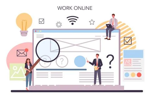 Website prototyping online service or platform. Web page modeling Stock Illustration