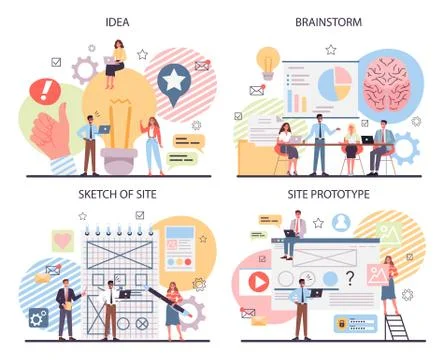 Website prototyping set. Web page modeling, interface 스톡 일러스트