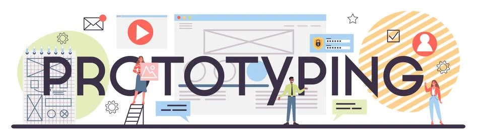 Website prototyping typographic header. Web page modeling, interface Stock Illustration