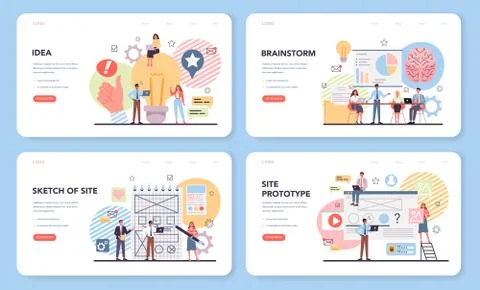 Website prototyping web banner or landing page set. Web page Stock Illustration