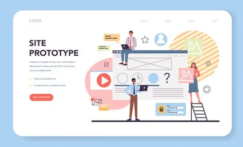 Website prototyping web banner or landing page. Web page Stock Illustration