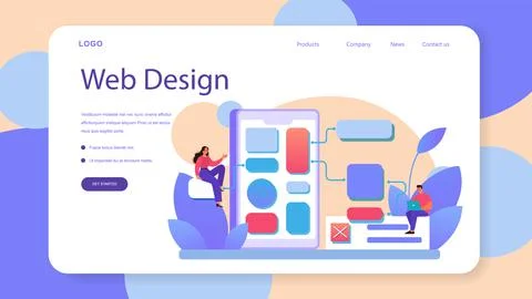 Website prototyping web banner or landing page. Web page modeling Stock Illustration