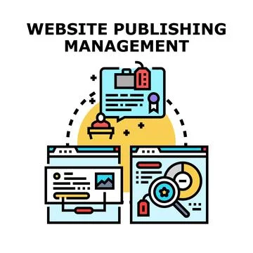 Website publishing management creating digital content optimization Stock Illustration