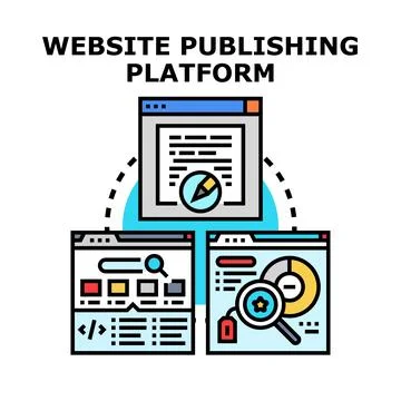 Website publishing platform concept creating online content Stock Illustration
