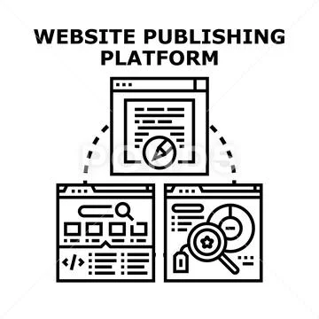 Website publishing platform concept creating online content Stock Illustration