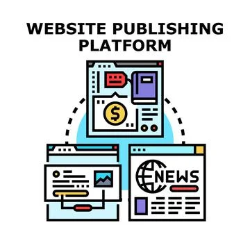 Website publishing platform creating online content Illustration