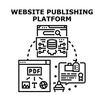 Website publishing platform creating online content strategy Stock Illustration