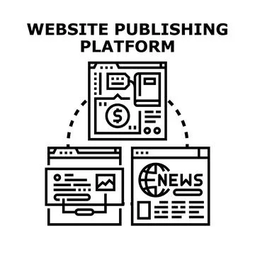 Website publishing platform creating online content Stock Illustration