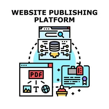 Website publishing platform creating online content strategy Stock Illustration