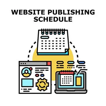 Website publishing schedule planning and content management 库存插图