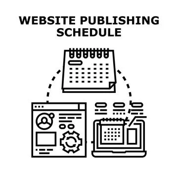 Website publishing schedule planning and content management イラスト素材