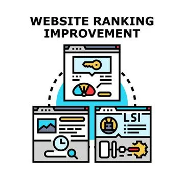 Website ranking improvement search engine optimization concept 스톡 일러스트