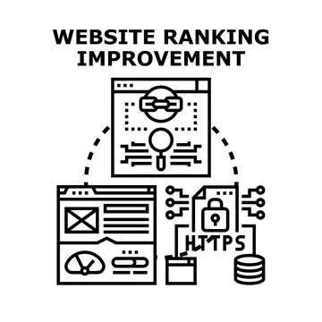 Website ranking improvement for search engine optimization Ilustración de archivo