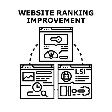 Website ranking improvement search engine optimization concept Stock Illustration