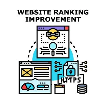 Website ranking improvement for search engine optimization Ilustración de archivo