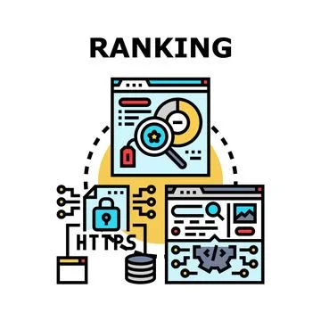Website ranking optimization and search engine analysis concept Stock Illustration