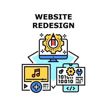 Website Redesign Vector Concept Color Illustration Illustrazione stock