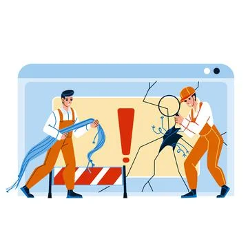 Website Repair Technician Support Workers Vector Stock Illustration