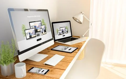 Website responsive concept on devices Stock Illustration