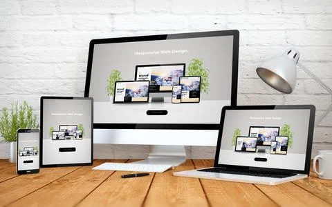 Website responsive design screen multidevices Stock Illustration